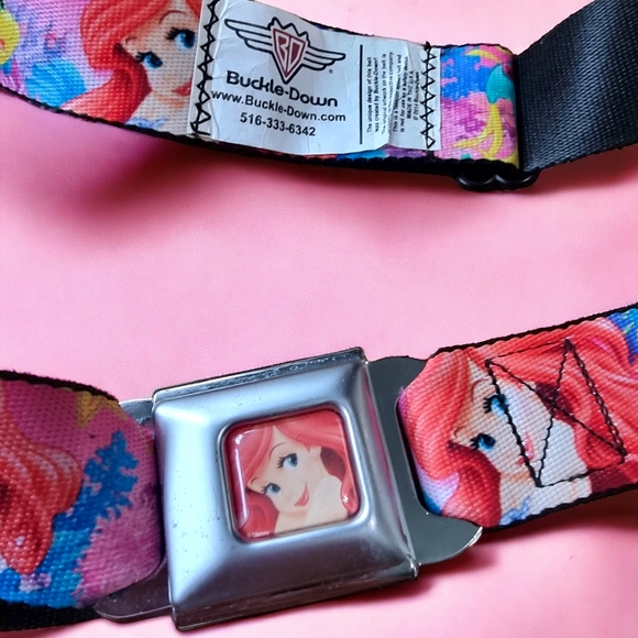 Disney Arial & Flounder Little Mermaid Buckle-Down Seat Belt Buckle Belt - Picture 4 of 7